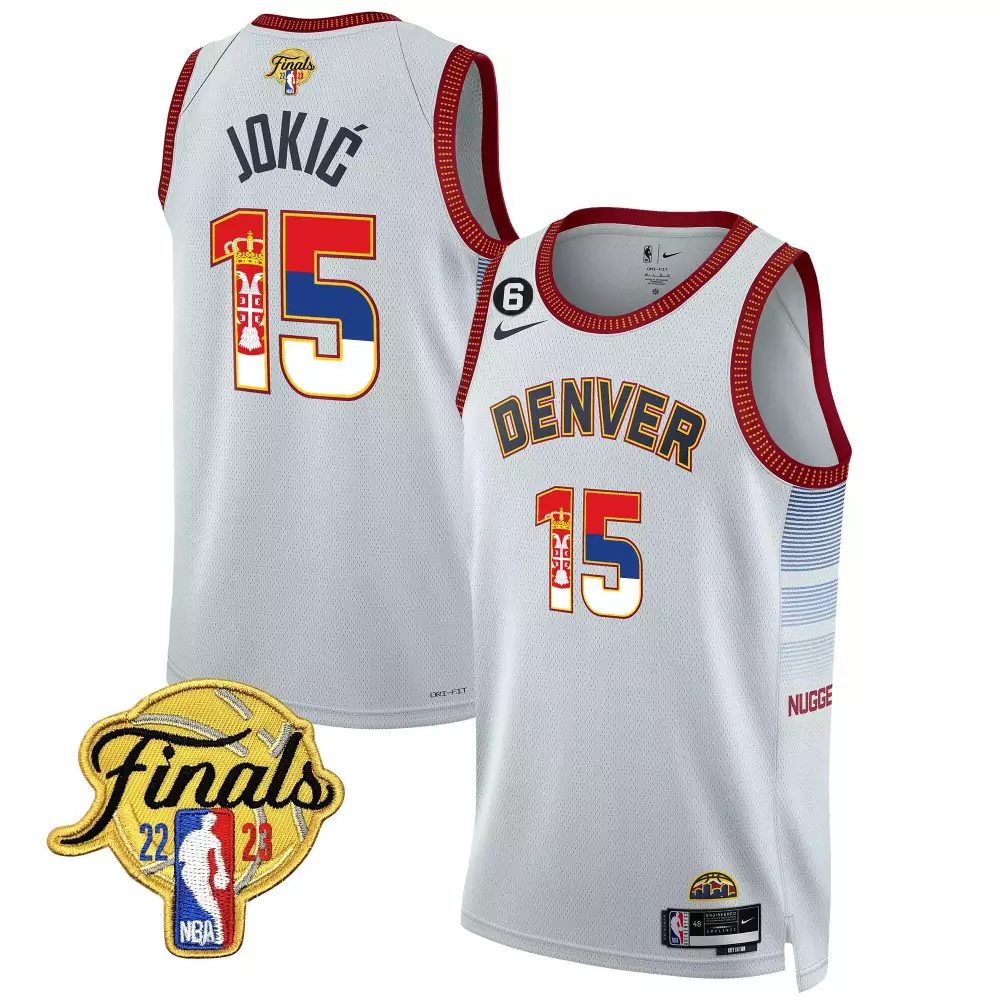 Nikola Jokic 15 Denver Nuggets Jersey White NBA Finals 2022-2023 Men Authentic Red