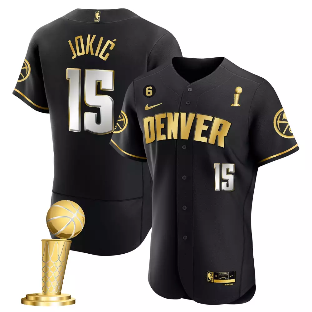 Nikola Jokic 15 Denver Nuggets Jersey Black Championship Men Gold Silver Limited