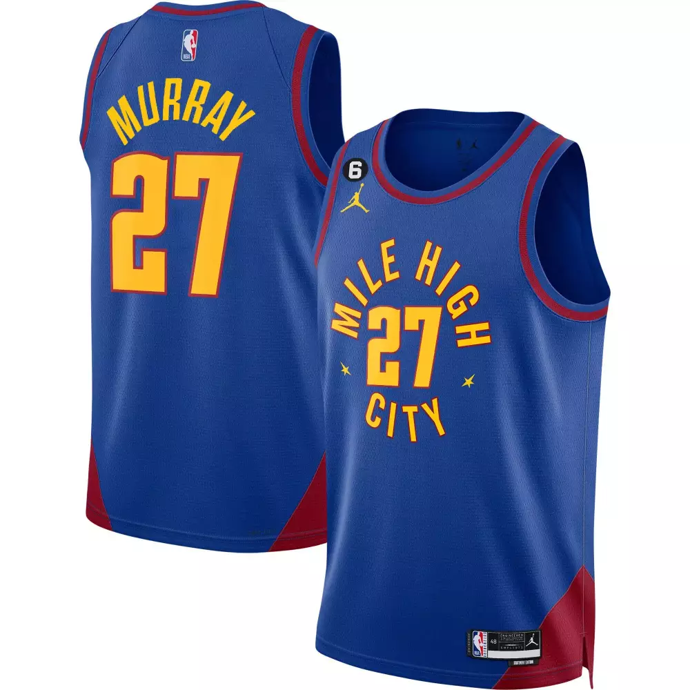 Jamal Murray 27 Denver Nuggets Jersey Blue Men Red Yellow Collection All Stitched