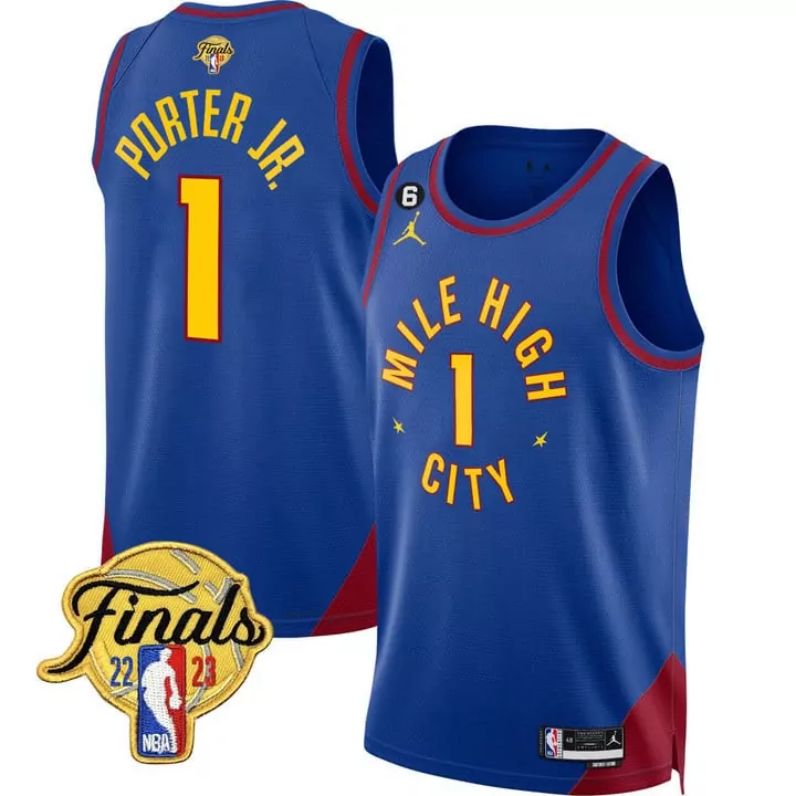 Michael Porter Jr. 1 Jersey Blue Denver Nuggets Finals 22-23 Men Standard Red Yellow