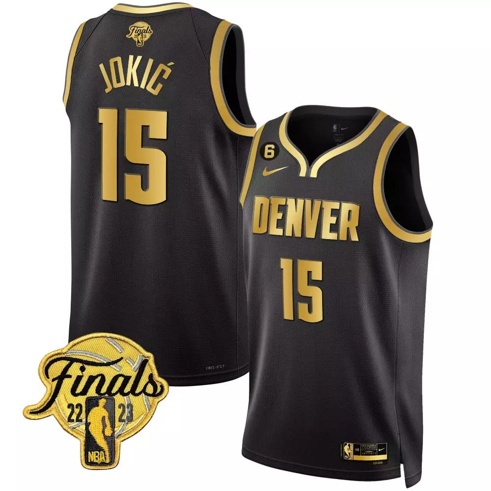 Nikola Joki 15 Denver Nuggets Jersey Black Finals 2022-23 Men Gold All Stitched Vapor