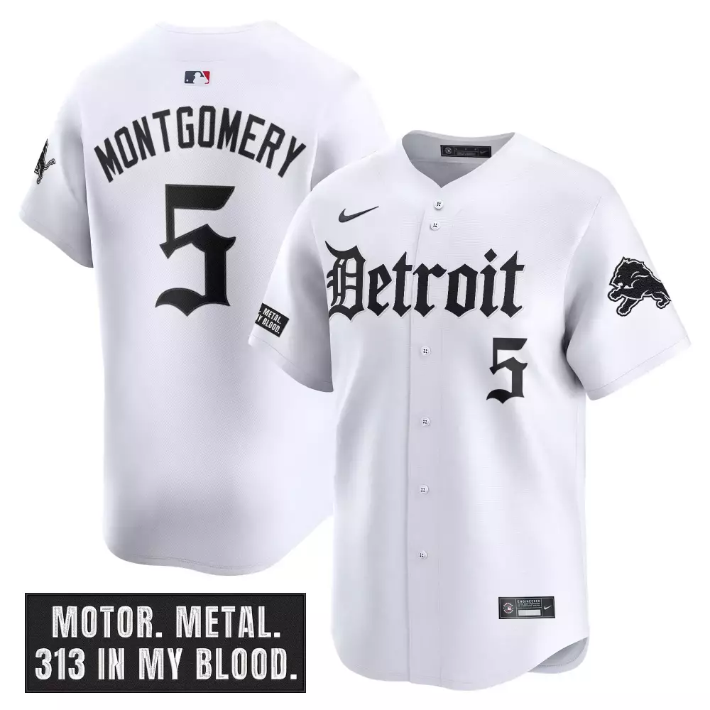 Montgomery Motor 5 Detroit Tigers Jersey White City Men Black Stitched Vapor