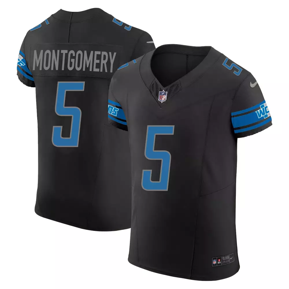 David Montgomery 5 Lions Jersey Black Men Replica Blue All Stitched Vapor