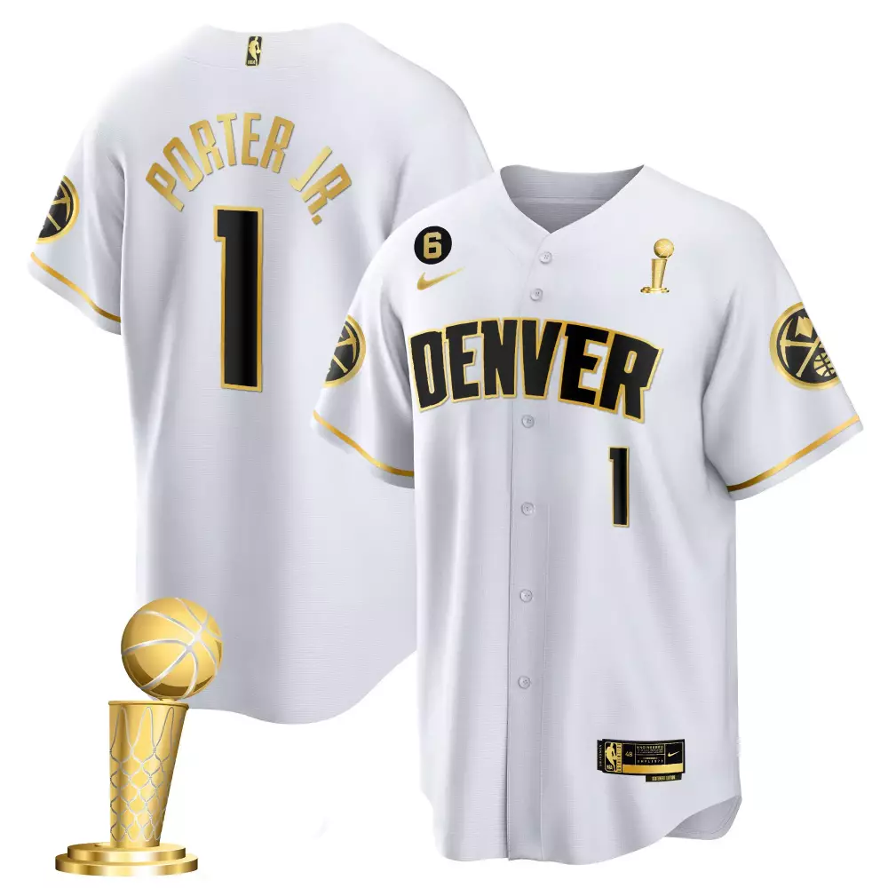 Porter Jr. 1 Denver Nuggets Jersey White NBA Finals Championship Trophy Men Black