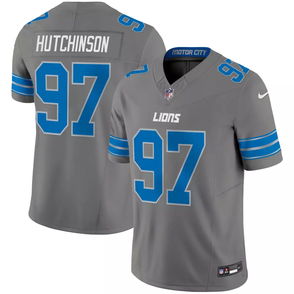Aidan Hutchinson 97 Lions Jersey Gray Motor City Men Jerseys Blue White All Stitched