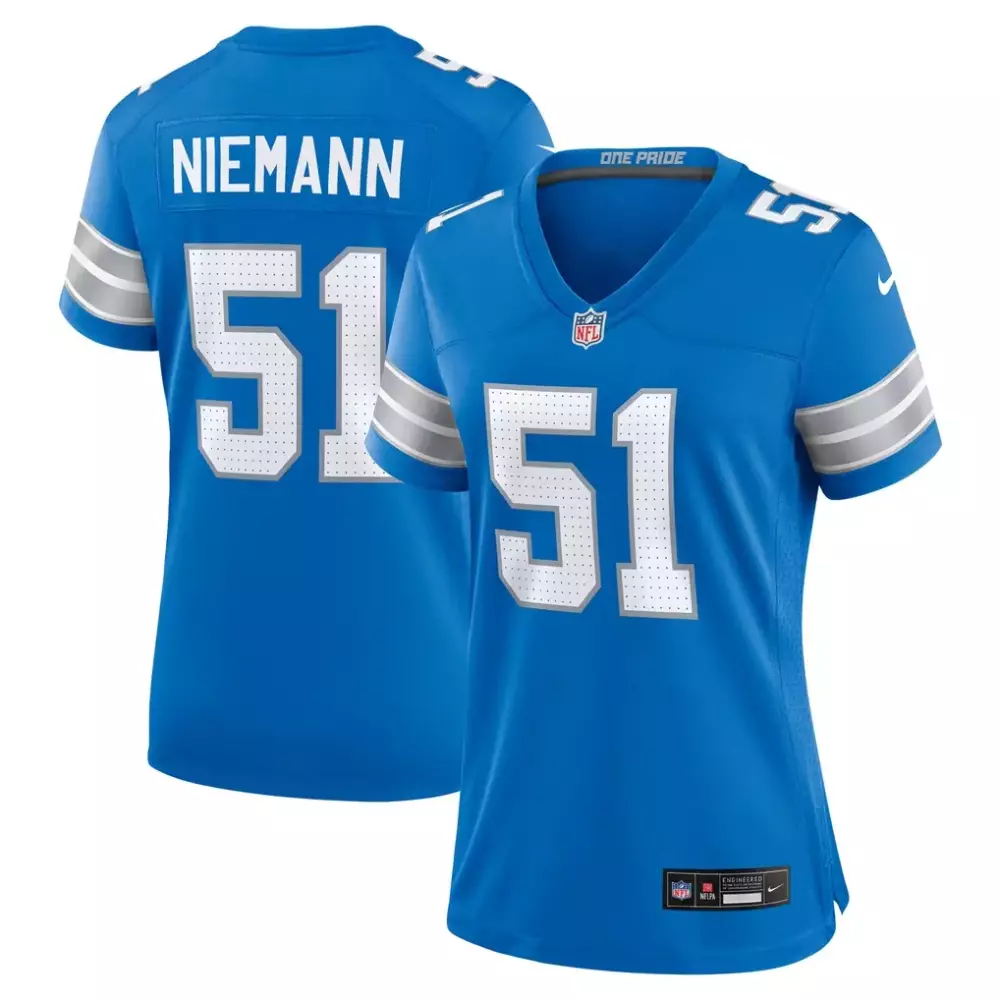 Nick Niemann 51 Lions Jersey Blue Men Standard White Silver Game