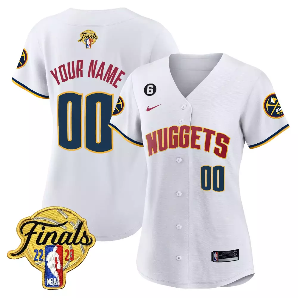Custom Nuggets Jersey White Finals 2023 Men Gold Navy All Stitched