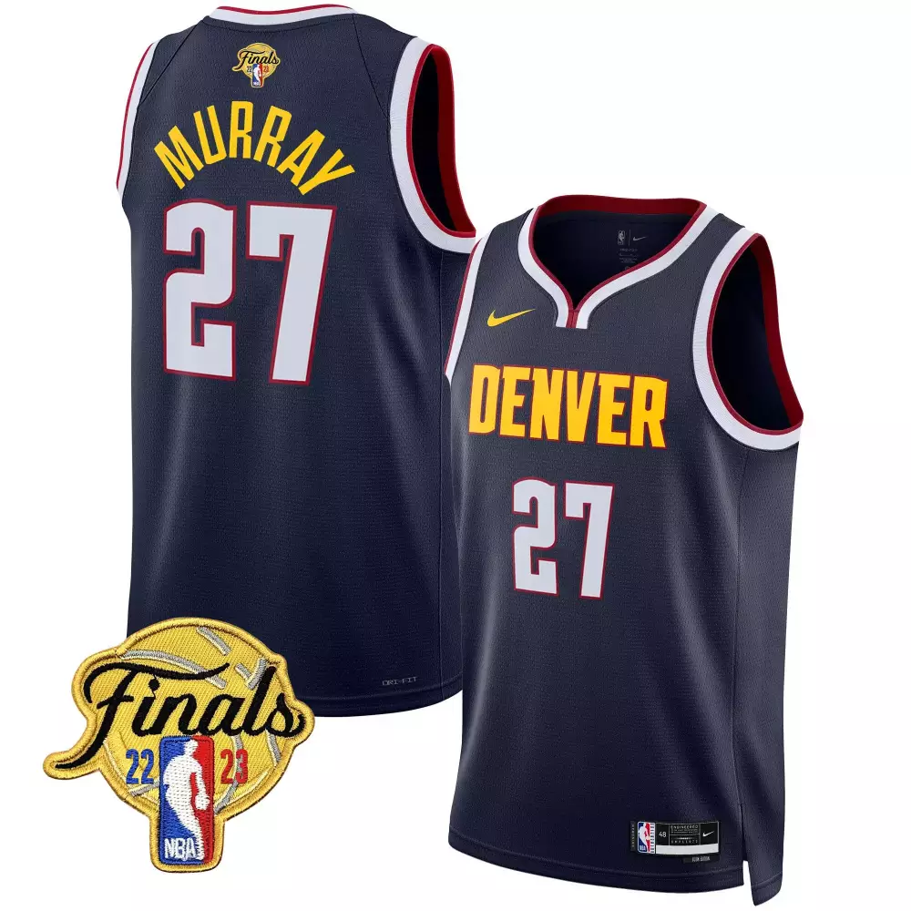 Jamal Murray 27 Denver Nuggets Jersey Navy Finals 2022-23 Men Yellow White Red Icon