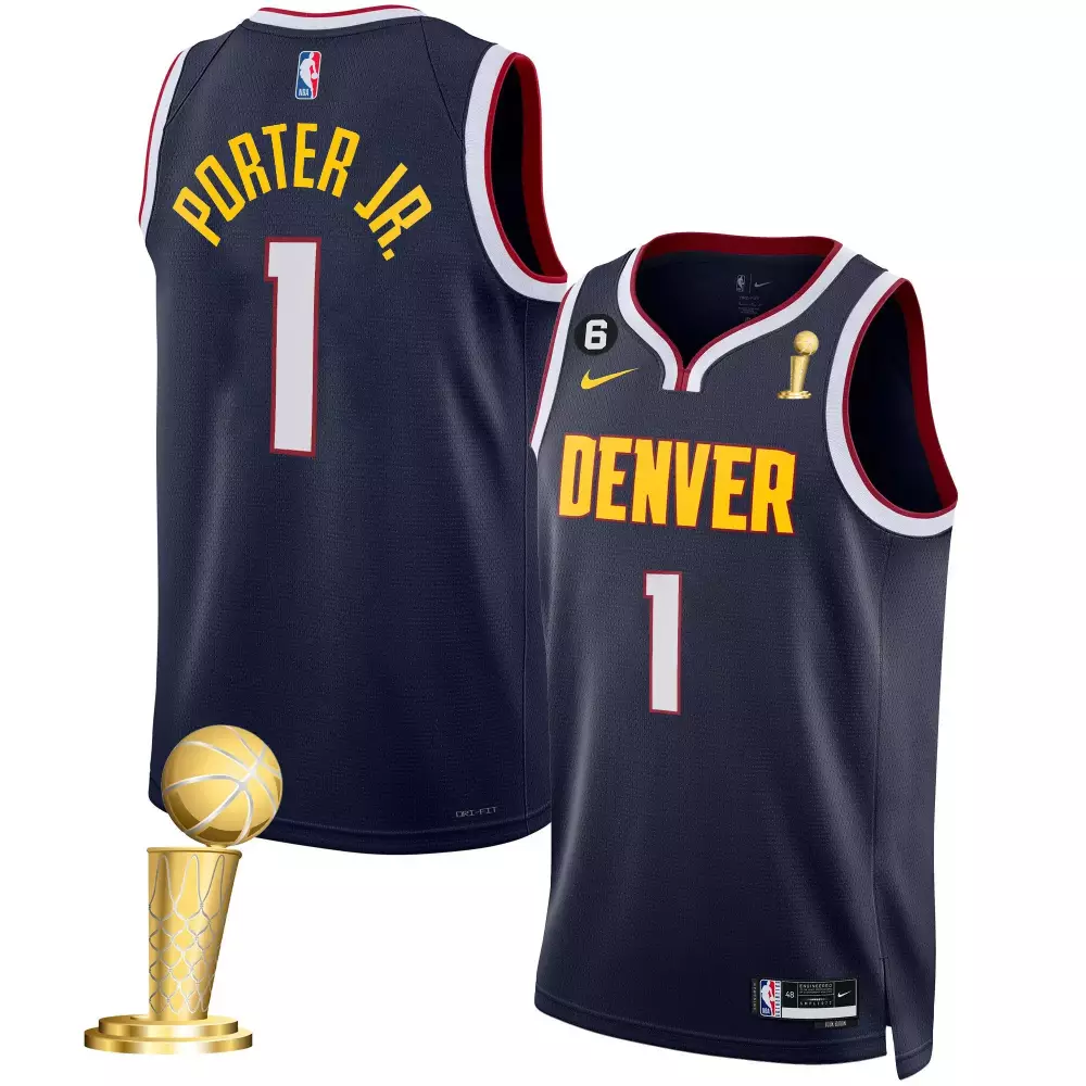 Porter Jr. 1 Denver Nuggets Jersey Navy Larry O'brien Championship Trophy Men Maroon