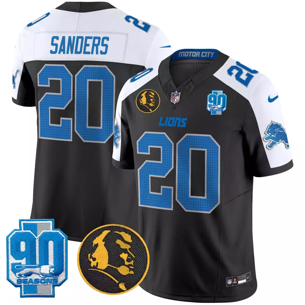Sanders 20 Lions Jersey Black 90th Season 90 Seasons Barry Men Standard Alternate