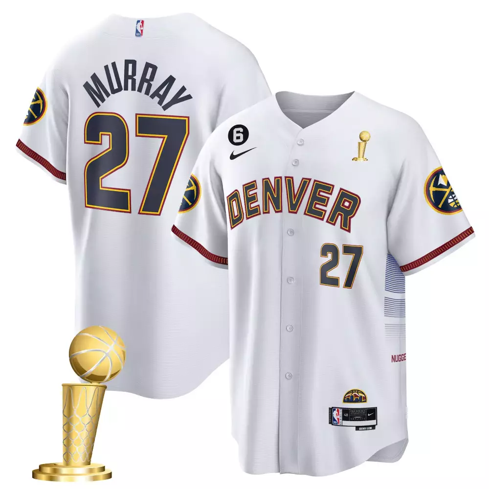 Jamal Murray 27 Denver Nuggets Jersey White NBA Championship Finals Trophy 2023 Men