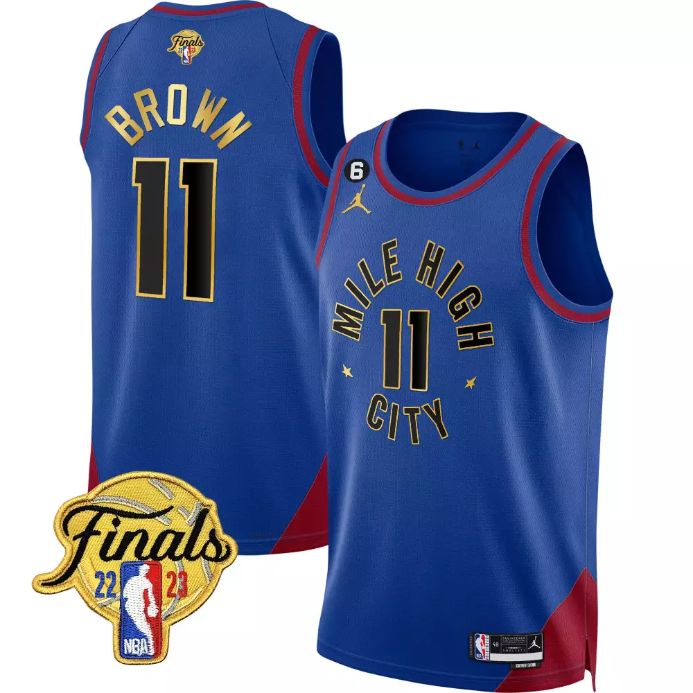 Bruce Brown 11 Denver Nuggets Jersey Blue 2023 NBA Finals 2022-2023 Men Standard