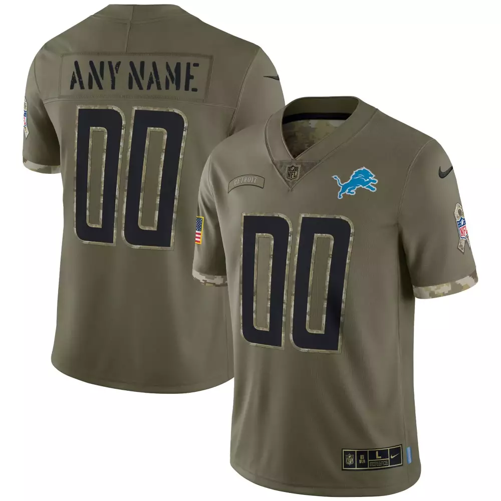 Lions Jersey Olive Salute To Service American Flag Men Standard Black Digital Camouflage