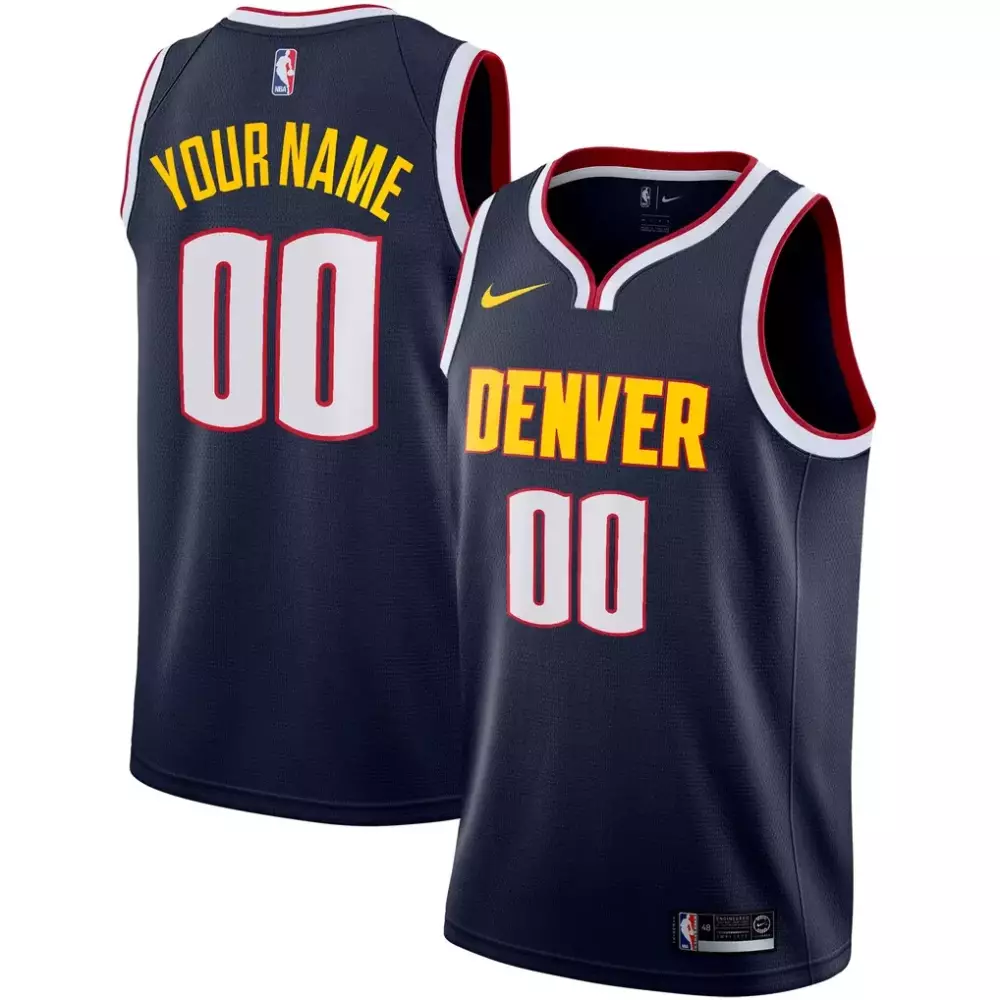 Custom Denver Nuggets Jersey Navy Blue Men Red White Swingman Icon
