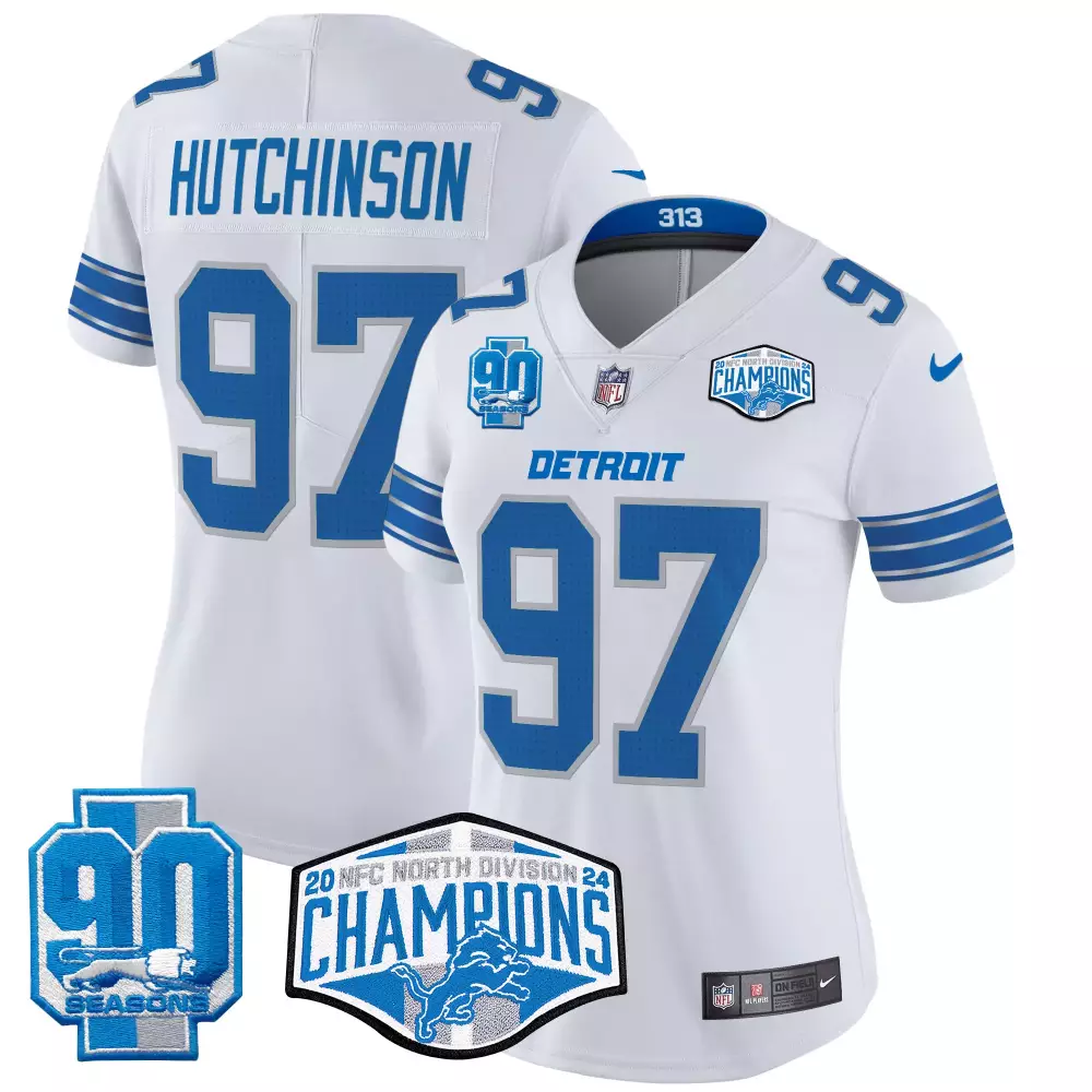 Hutchinson Division 97 Jersey White Detroit Lions 90 Seasons Men NFL Blue Silver