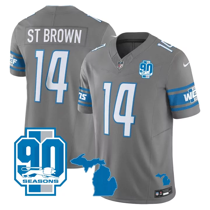 Amon-ra St. 14 Detroit Lions Jersey Gray 90 Seasons Men Alternate Blue White All