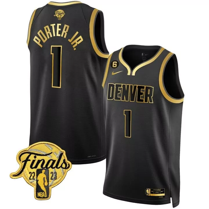 Michael Porter Jr. 1 Jersey Black NBA Finals Denver Nuggets 2023 Men Gold Collection