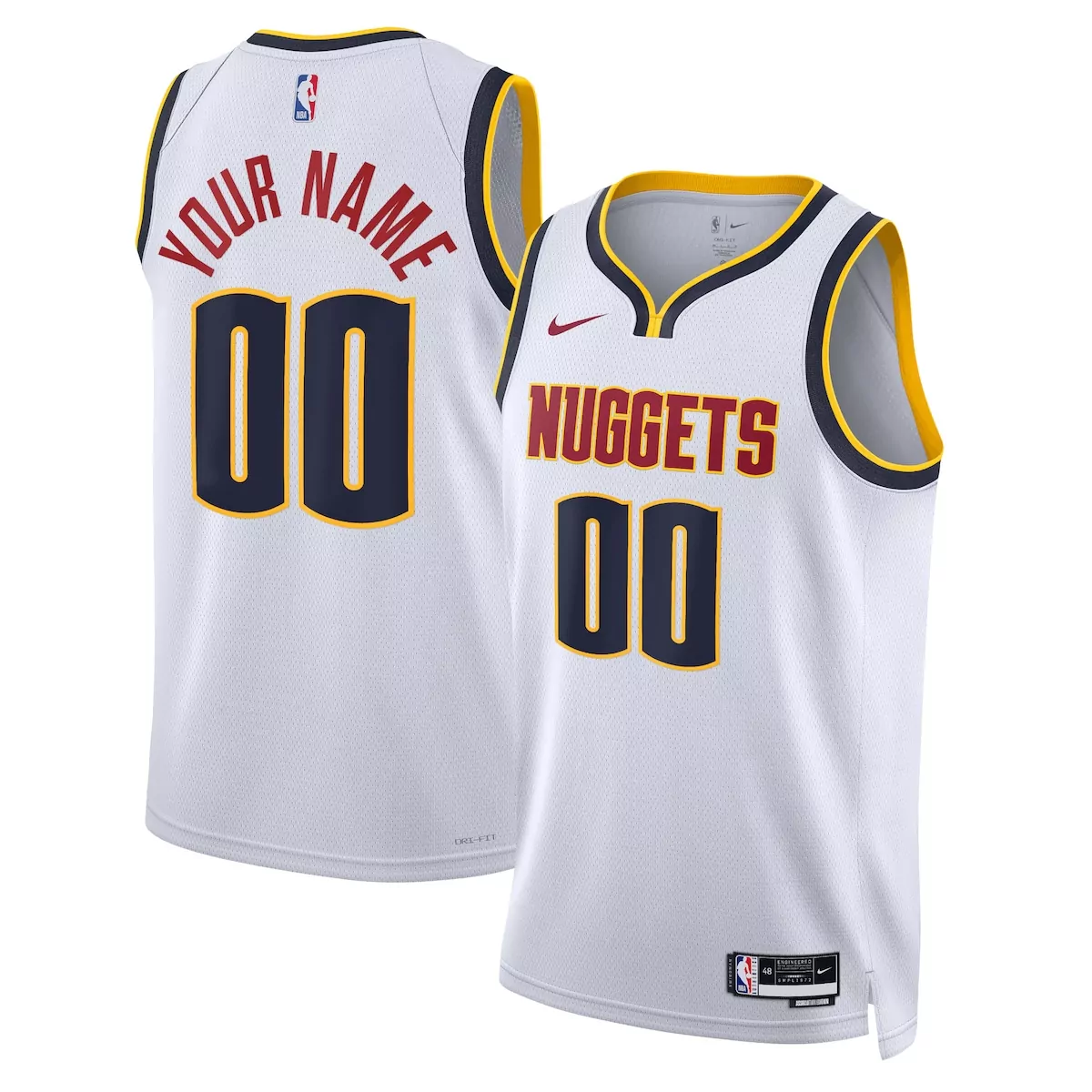 Custom Nuggets Jersey White Men Navy Maroon Yellow Unisex
