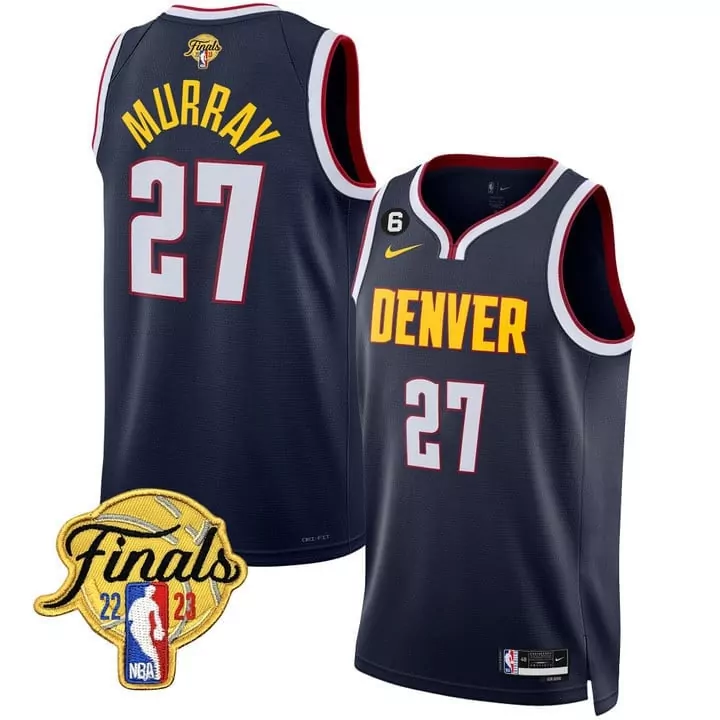 Jamal Murray 27 Denver Nuggets Jersey Navy 2023 Finals Men Yellow Red White Icon