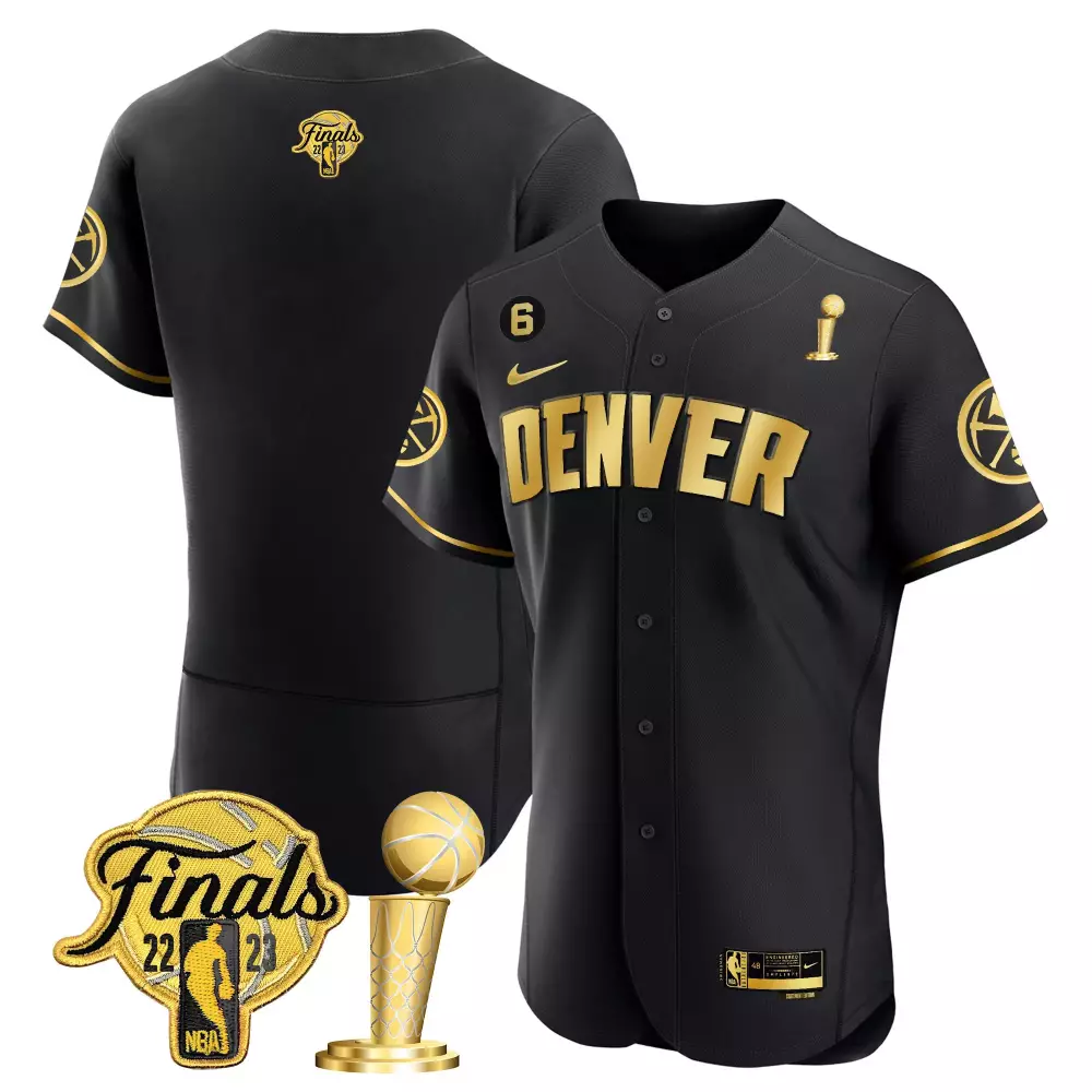 Nikola Jokic 15 Denver Nuggets Jersey Black 2023 NBA Champions Finals Larry O'brien Trophy