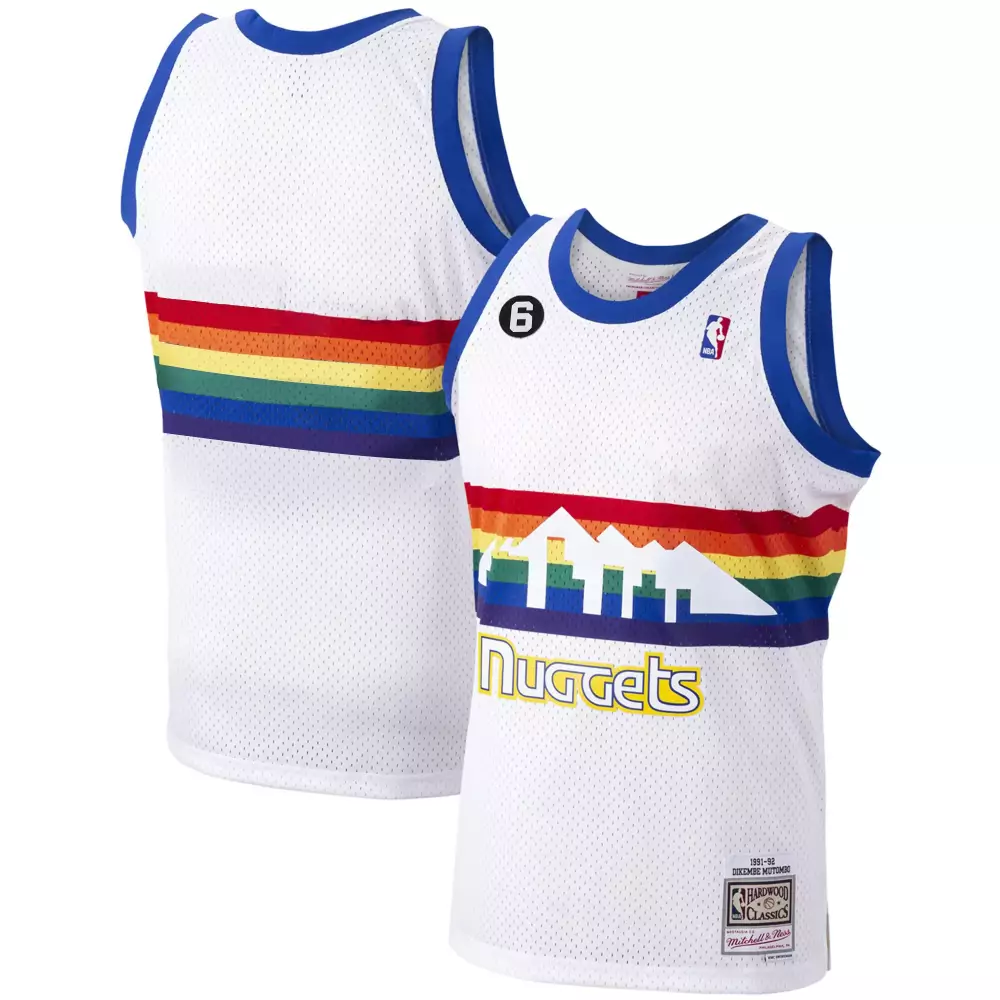 Dikembe Mutombo 6 Denver Nuggets Jersey White 1991-92 Mitchell Ness Hardwood Classics