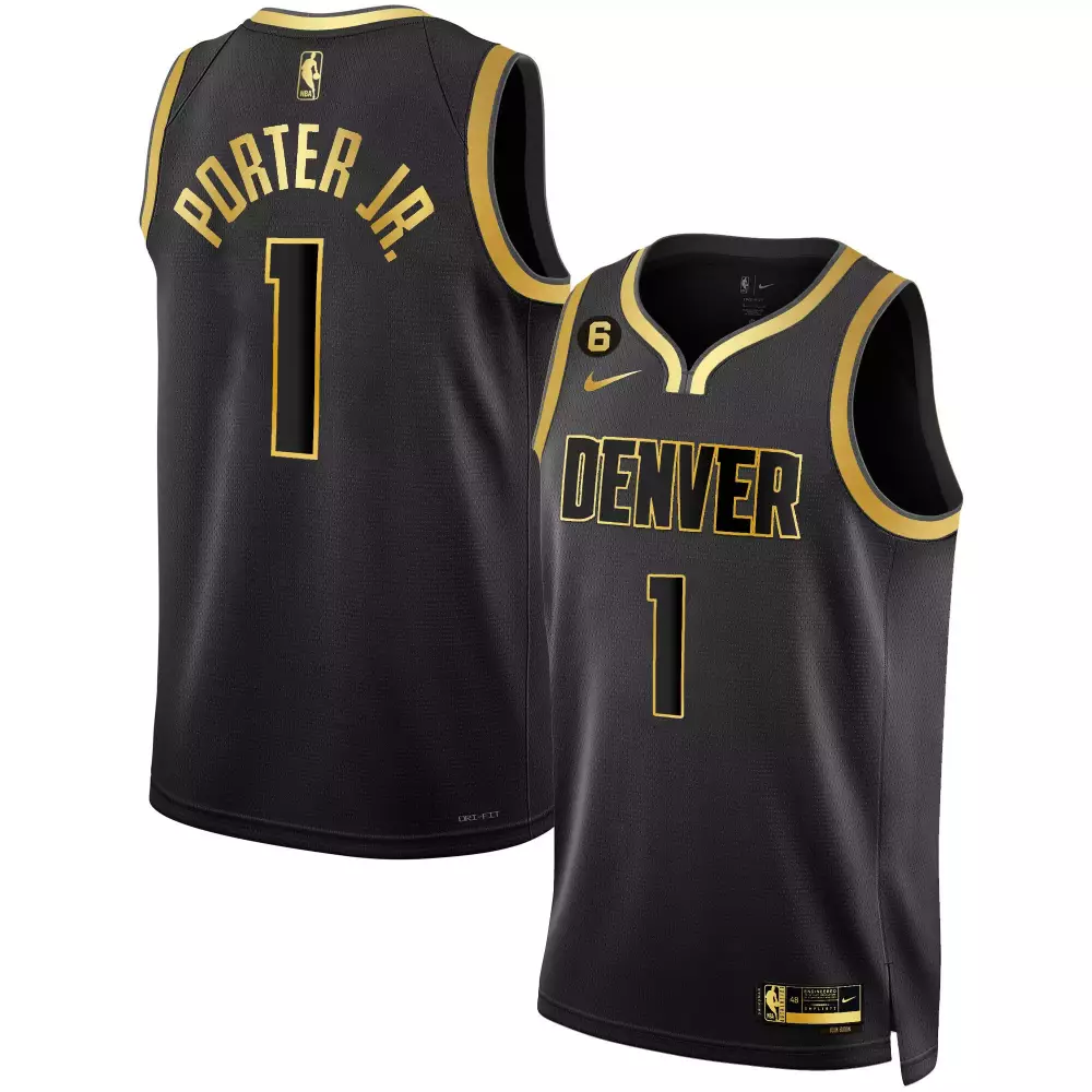 Michael Porter Jr. 1 Jersey Black Denver Nuggets Men Gold All Stitched