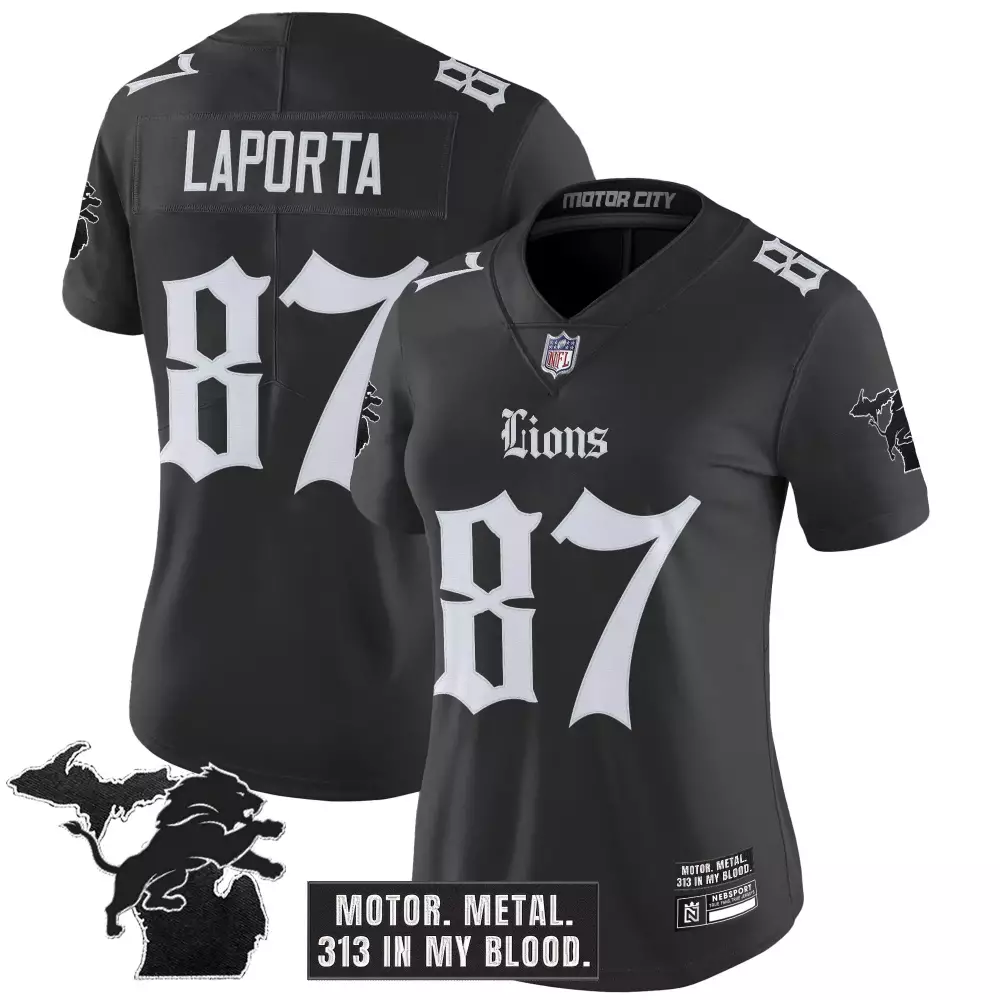 Laporta Motor 87 Lions Jersey Black City Women White Vapor Limited
