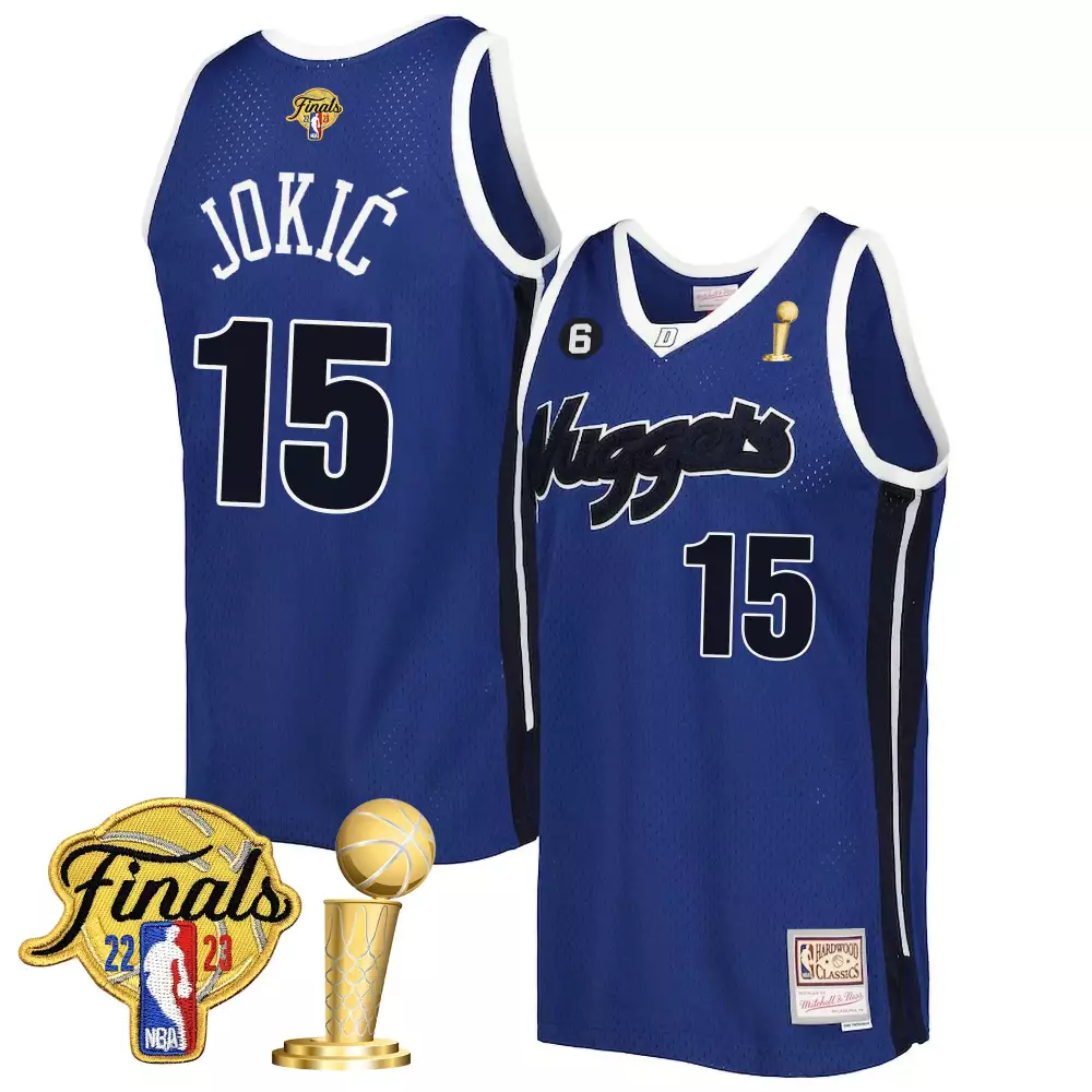 Nikola Joki 15 Nuggets Jersey Blue Finals 2023 Men White Black All Stitched Vapor