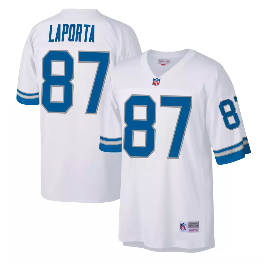 Sam Laporta 87 Lions Jersey White Men Replica Blue Gray All Stitched Vapor