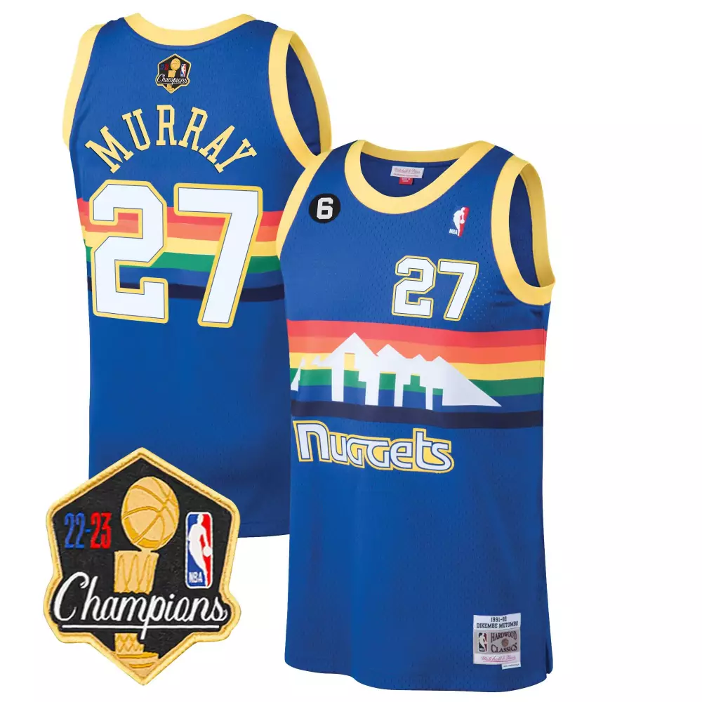 Jamal Murray 27 Nuggets Jersey Blue Hardwood Classics Champions 22-23 2022 Men Standard