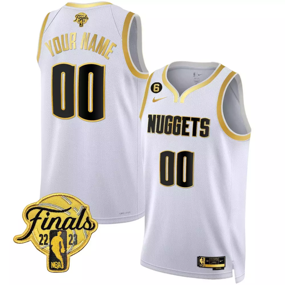 Custom Nuggets Jersey White Finals 2022-23 Men Standard Gold Black All Stitched