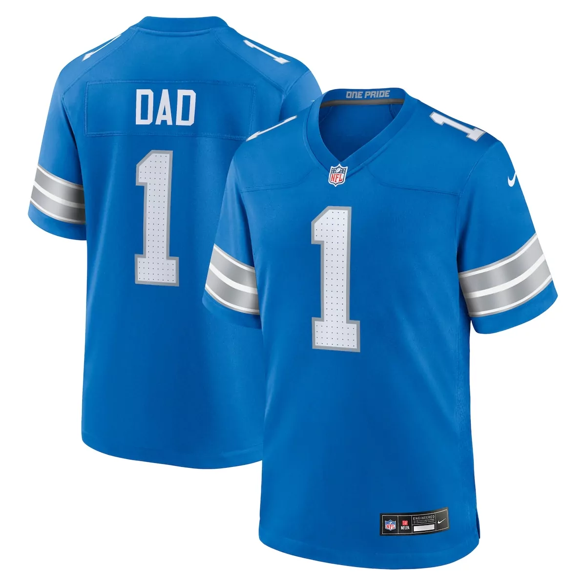 Dad 1 Detroit Lions Jersey Blue Men Silver Game
