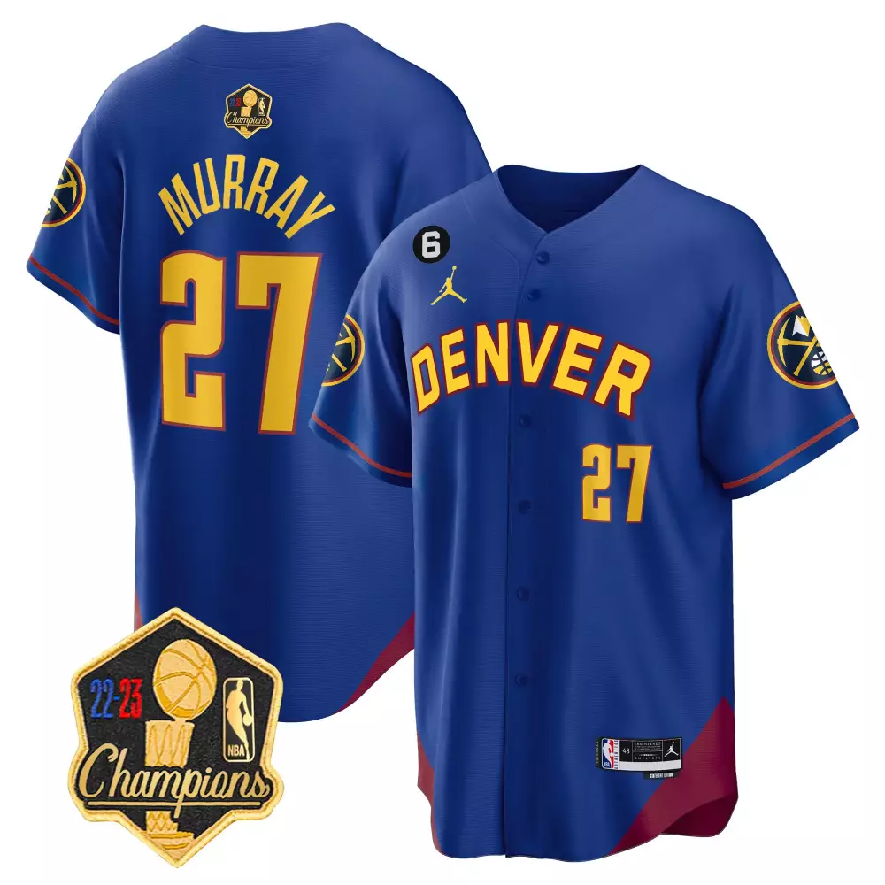 Jamal Murray 27 Denver Nuggets Jersey Royal Blue 2023 NBA Champions Men Gold Maroon
