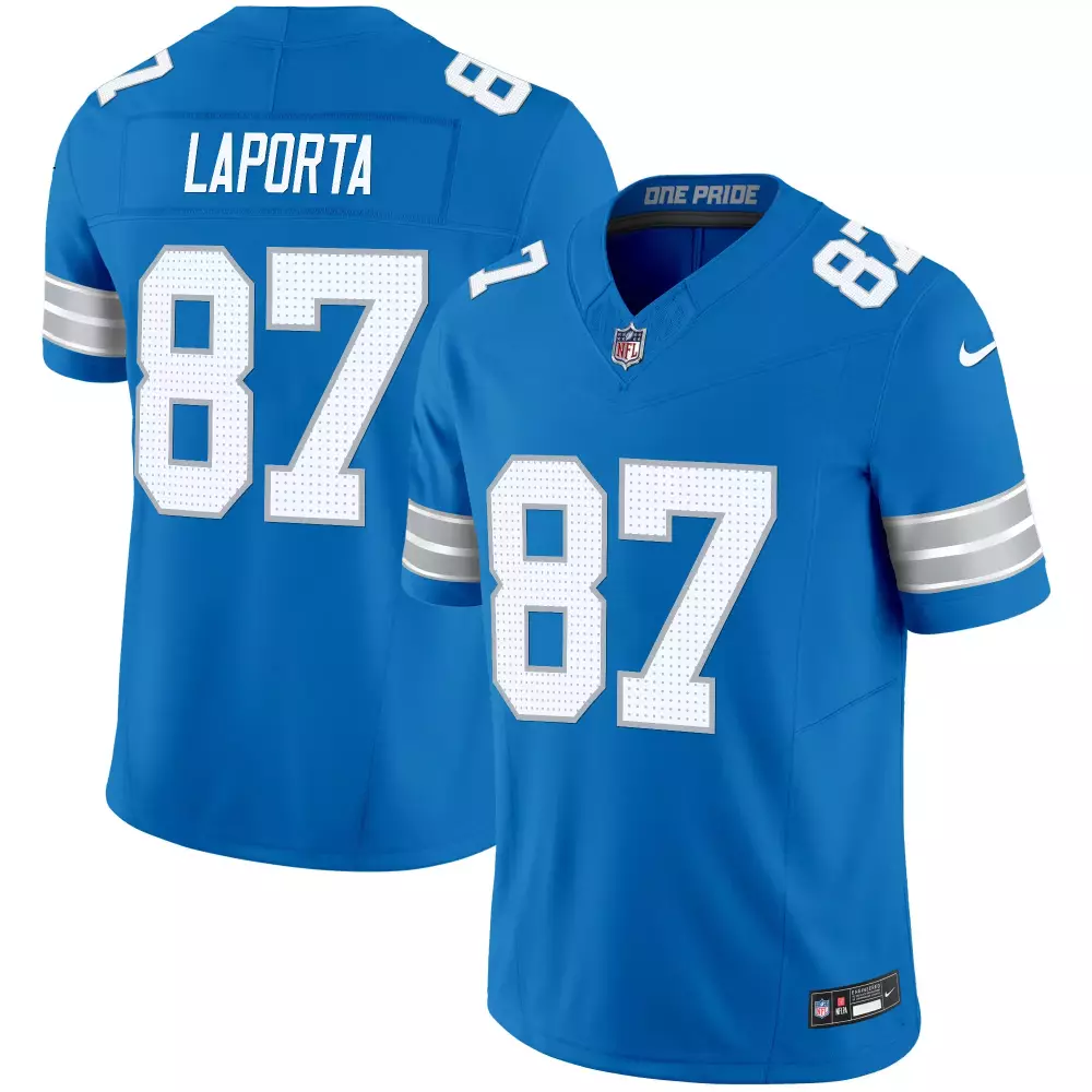 Sam Laporta 87 Detroit Lions Jersey Blue Men Replica White Silver Vapor Limited All