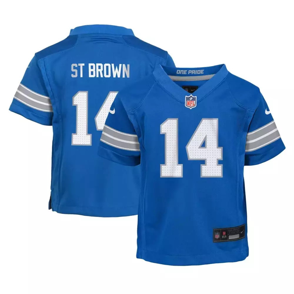 Amon-ra St. 14 Lions Jersey Blue Kids Standard White Grey Game