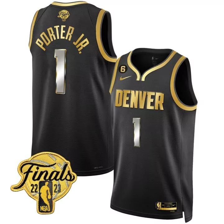 Michael Porter Jr. 1 Jersey Black Denver Nuggets Finals 2023 Men Gold All Stitched