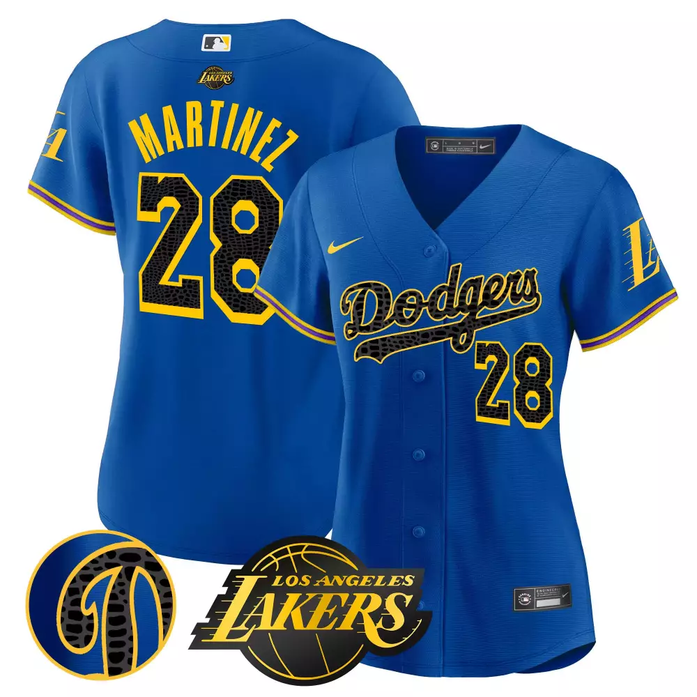Jd Martinez 28 Jersey Royal Blue Los Angeles Dodgers Lakers Men Yellow Purple Cool