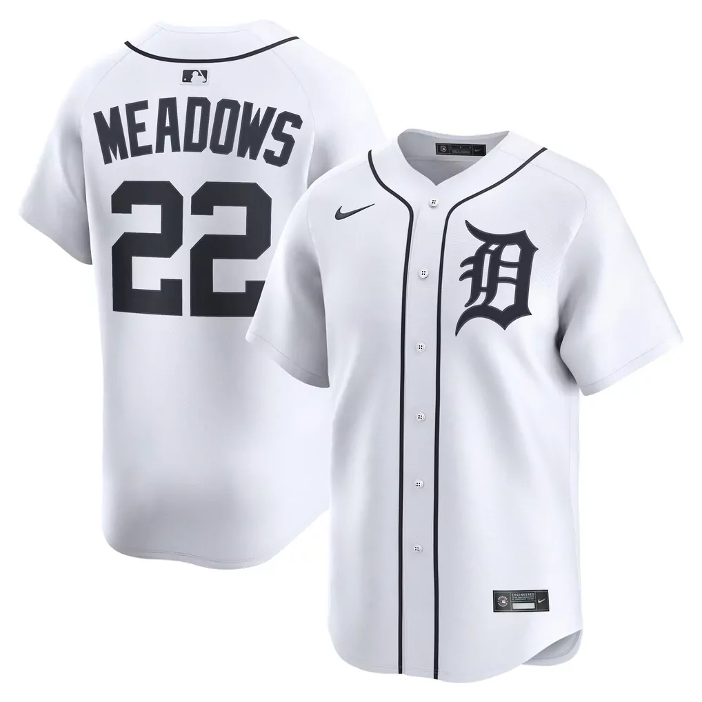 Austin Meadows 22 Detroit Tigers Jersey White Men Black Home Limited
