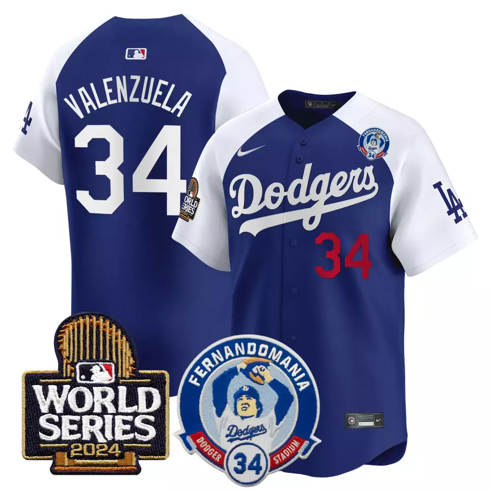Fernando Valenzuela 34 Dodgers Jersey Royal Blue Fernandomania World Series 2024