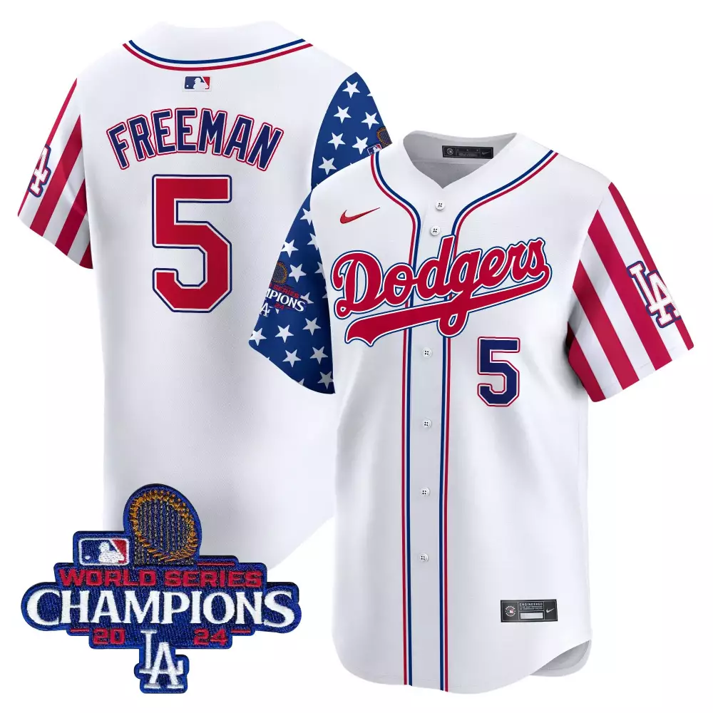 Freddie Freeman 5 Dodgers Jersey White Men Split Design Red Blue Vapor Stitched