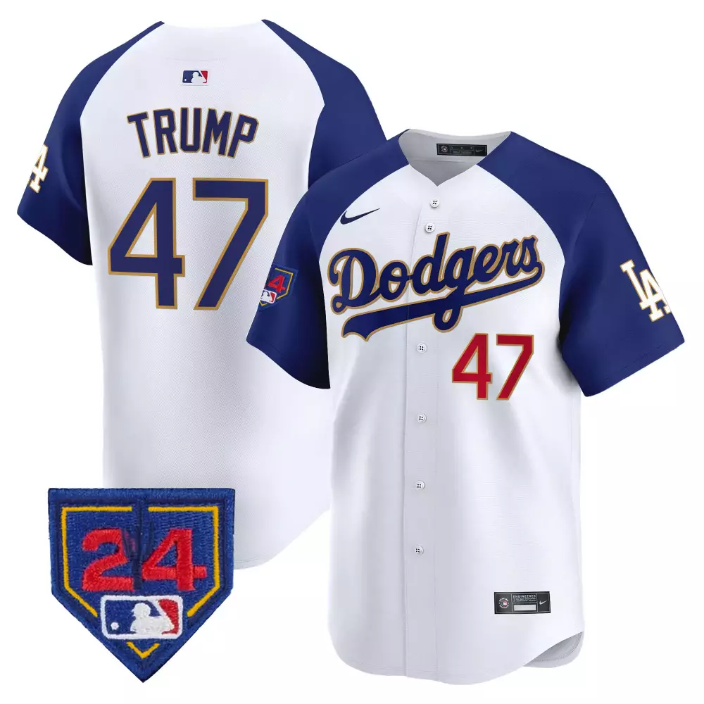 Donald Trump 47 Dodgers Jersey White Men Royal Blue Red Gold Alternate Vapor Premier
