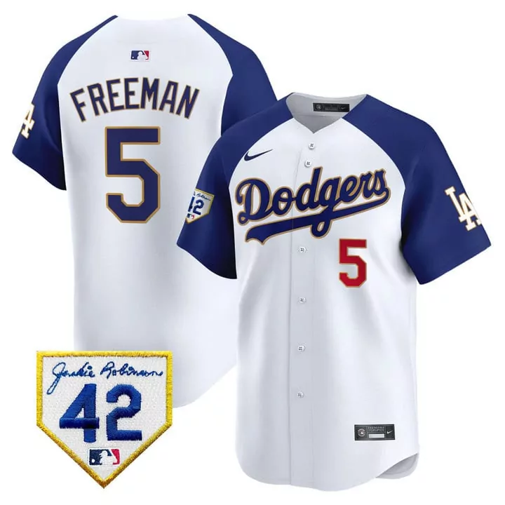 Freeman 5 Dodgers Jersey White Jackie Robinson 42 Men Split Royal Blue Red Alternate