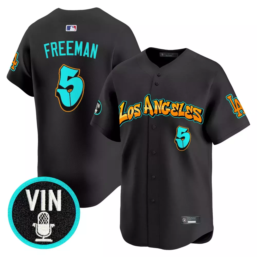 Bryant Vin 5 Los Angeles Dodgers Jersey Black Microphone Men Teal Orange Vapor