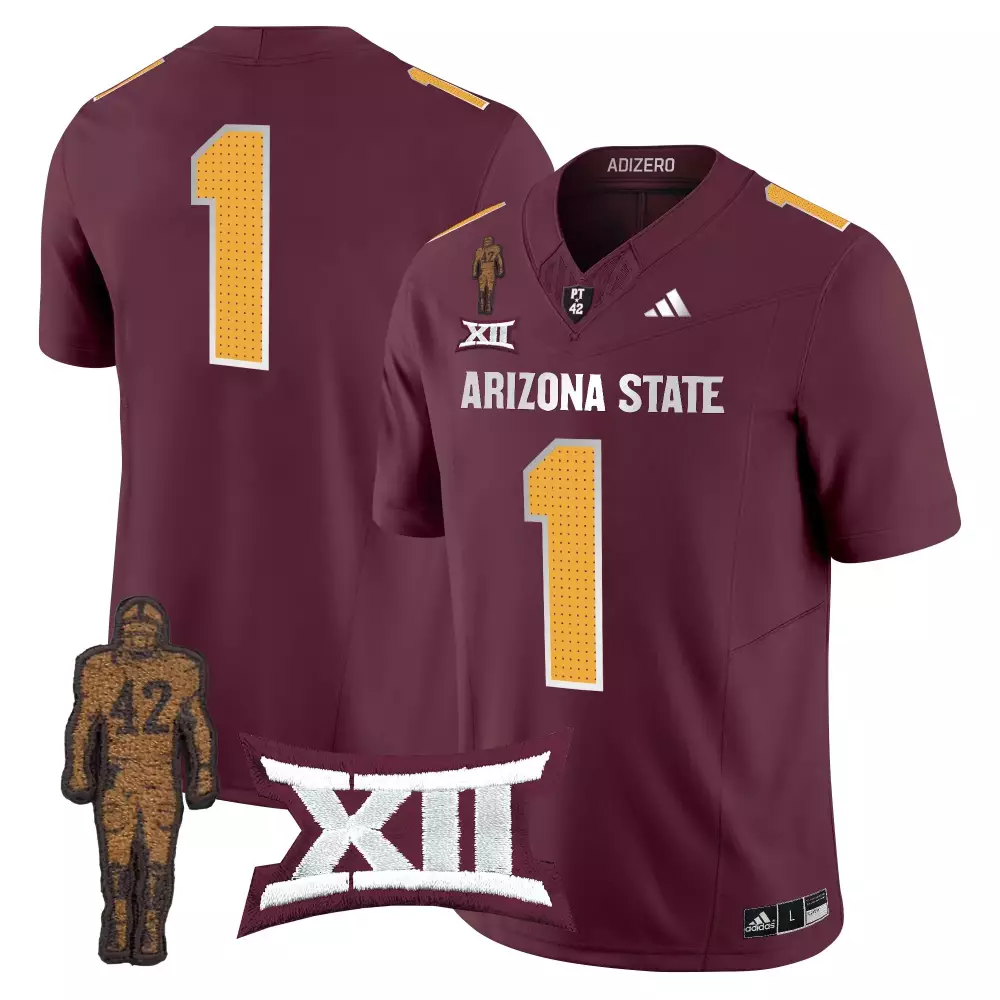 Custom Arizona State 1 Jersey Maroon Coach/player Graphic Men Gold White All Stitched