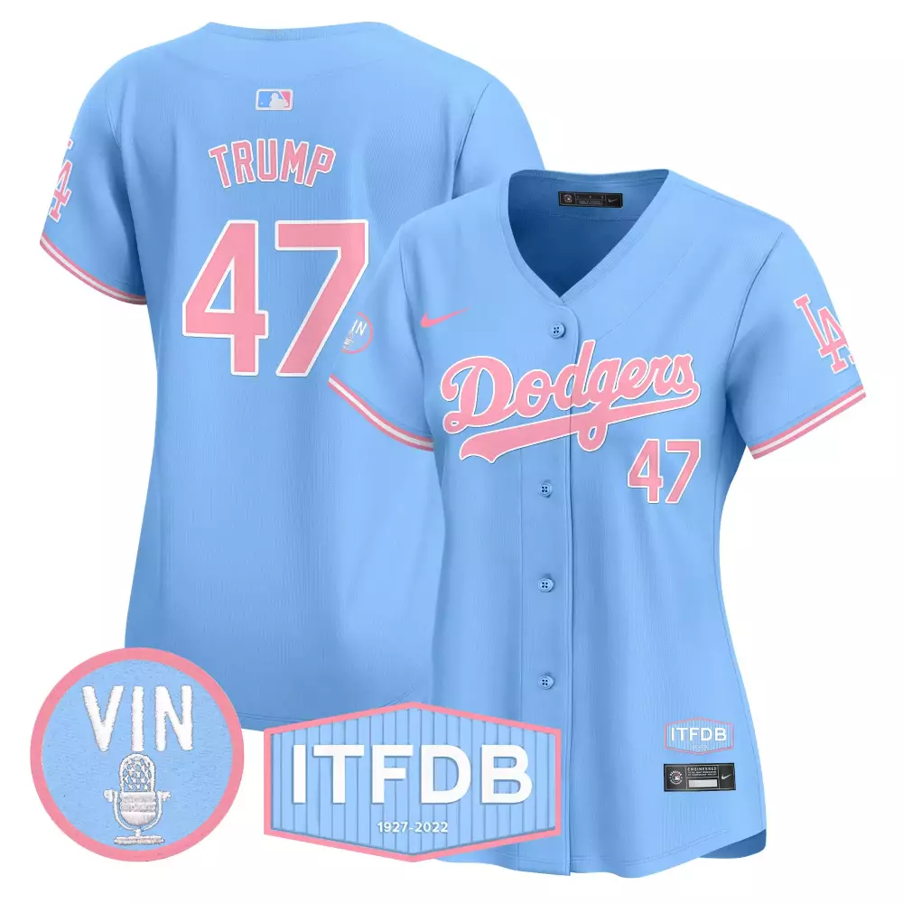 Donald Trump 47 Dodgers Jersey Blue Itfdb Vin 1927-2022 Women Alternate Pink Vapor