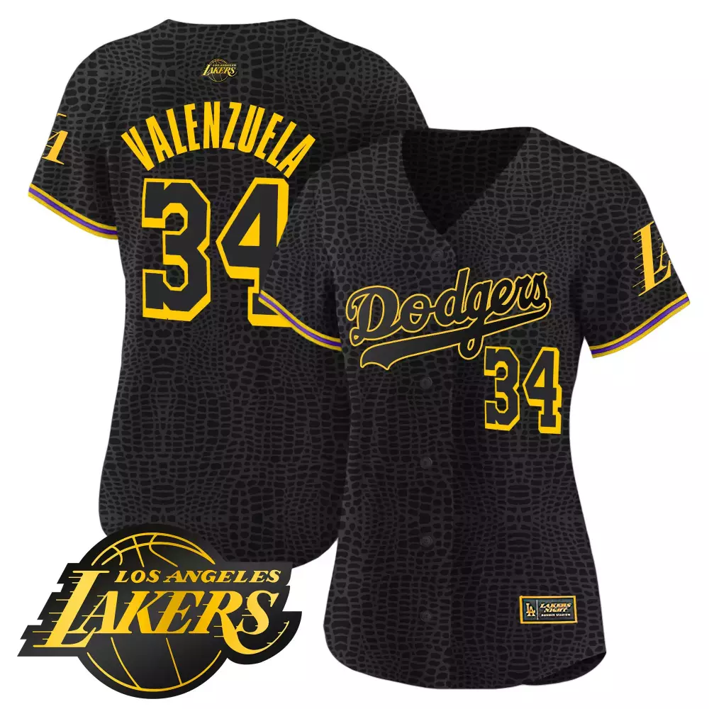 Fernando Valenzuela 34 Dodgers Jersey Black City Connect Los Angeles Lakers 2023