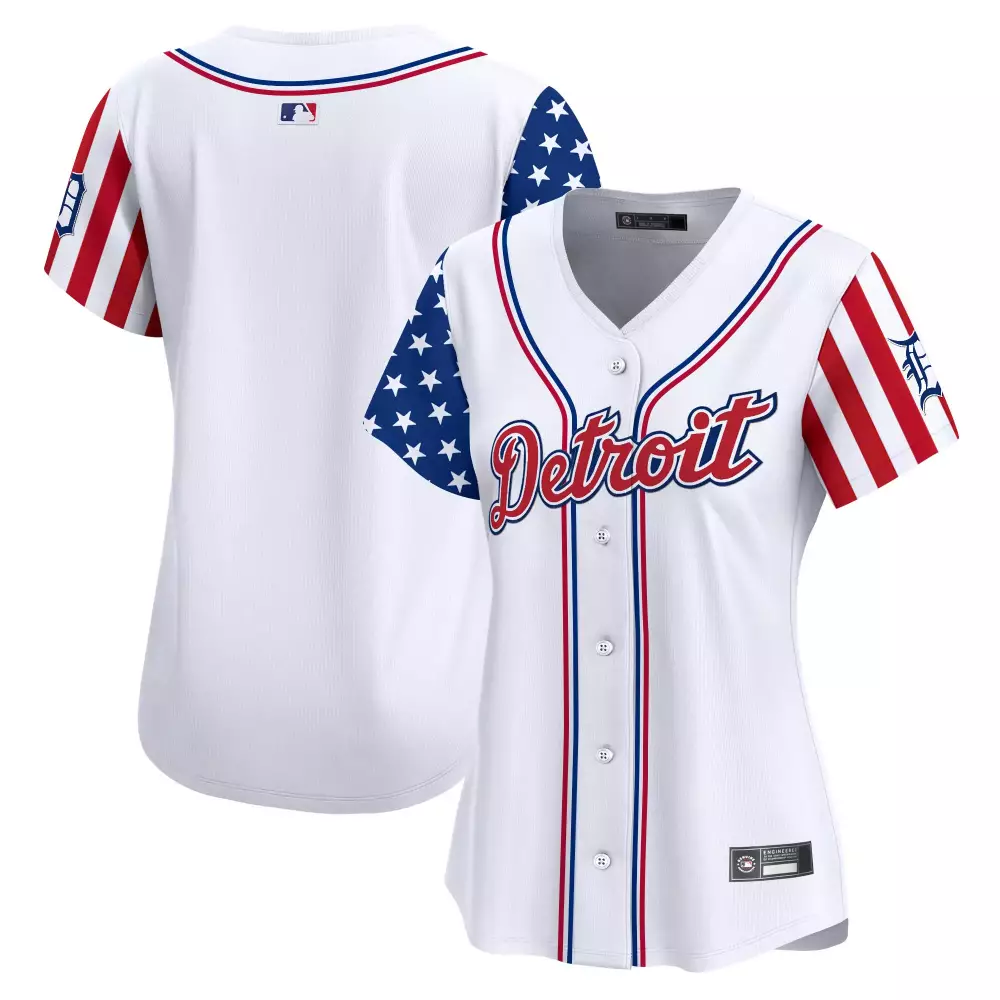 Independence Li Detroit Tigers Jersey White Women Custom Design Red Blue Vapor Premier