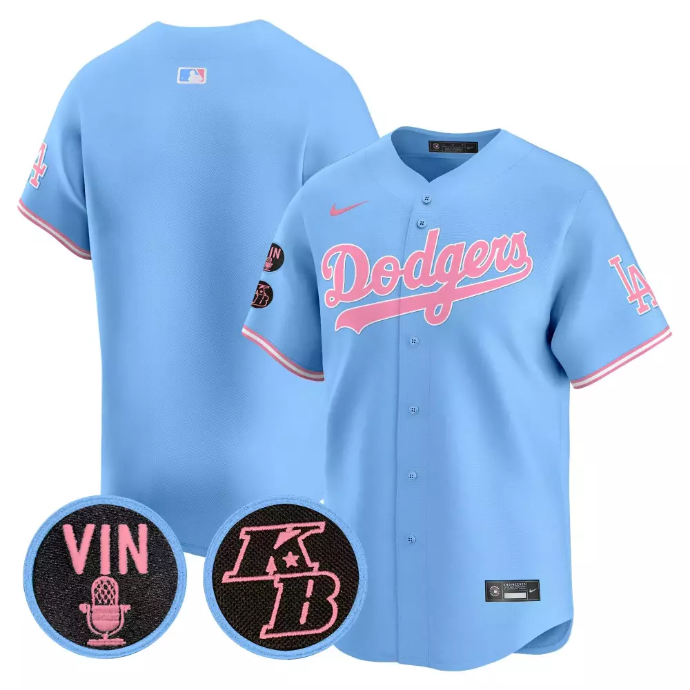 Vin Kobe Los Angeles Dodgers Jersey Light Blue Scully Lakers Men Alternate Pink White