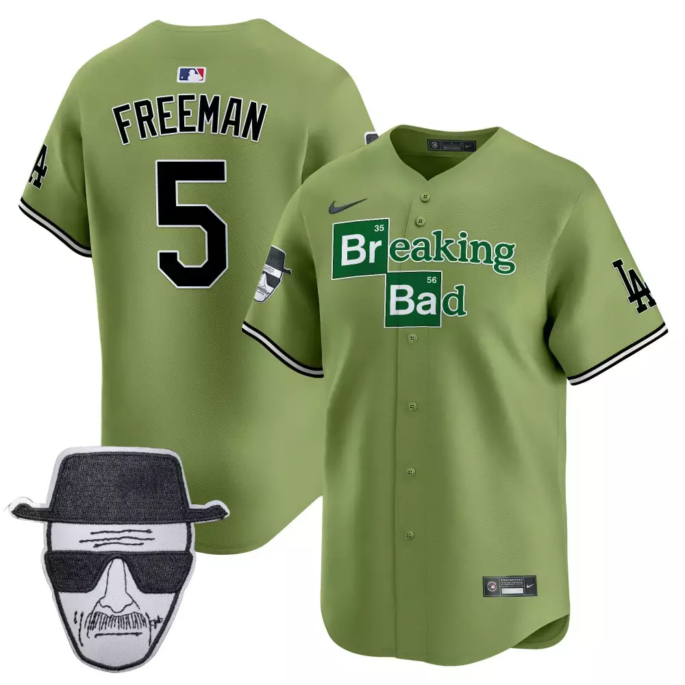 Freddie Freeman 5 Jersey Green Breaking Bad Los Angeles Dodgers Heisenberg Men Black