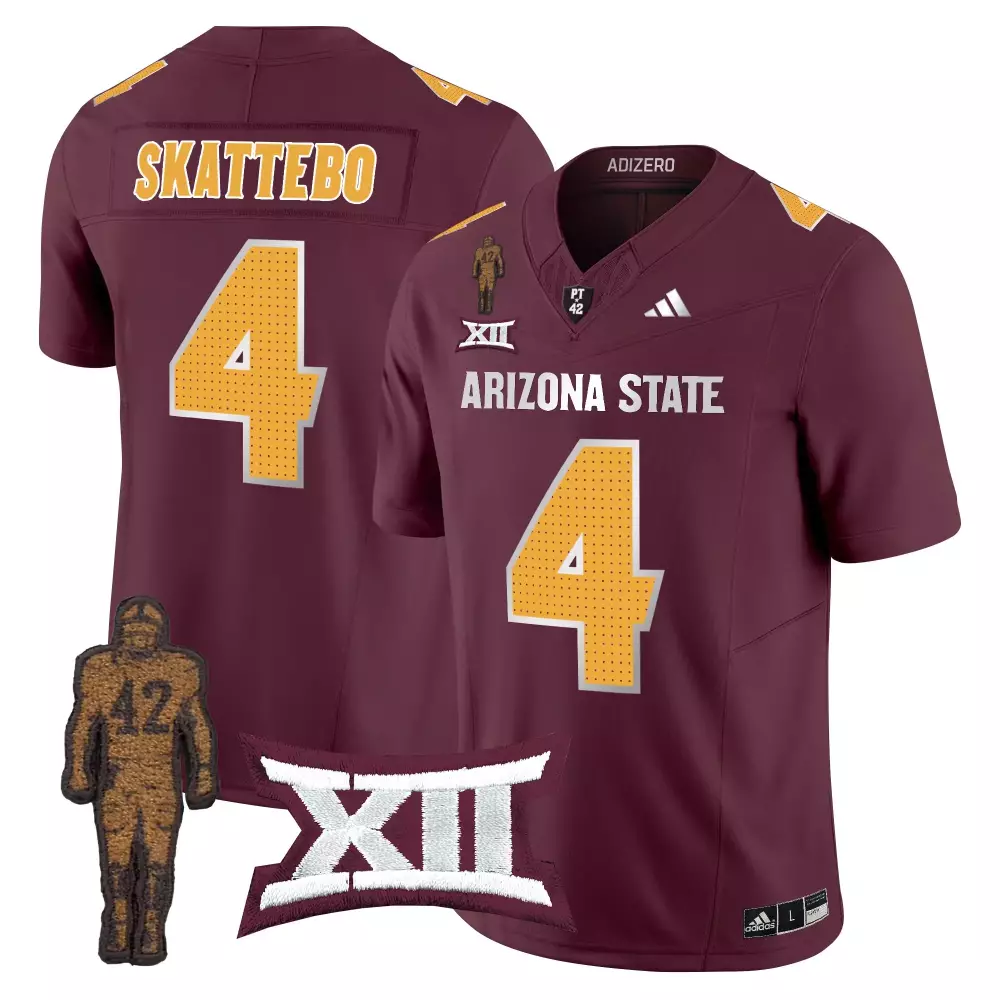 State Sun 4 Arizona Jersey Maroon Ncaa Pt 42 Men Gold Stitched